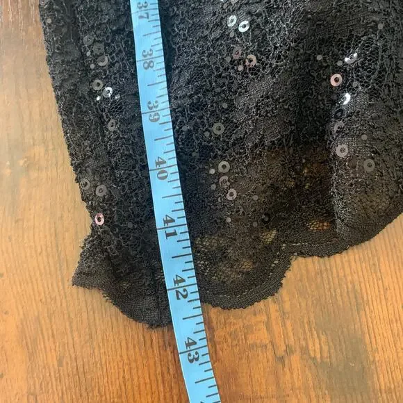 Onyx Nite Black Sequin V Neck Knee Length Dress Size 16 - Picture 7 of 9